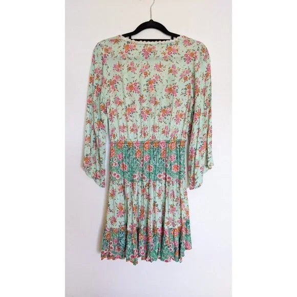 Arnhem Harmony Gypsy Mini Dress Sz6 Boho Floral Mint - Picture 9 of 10